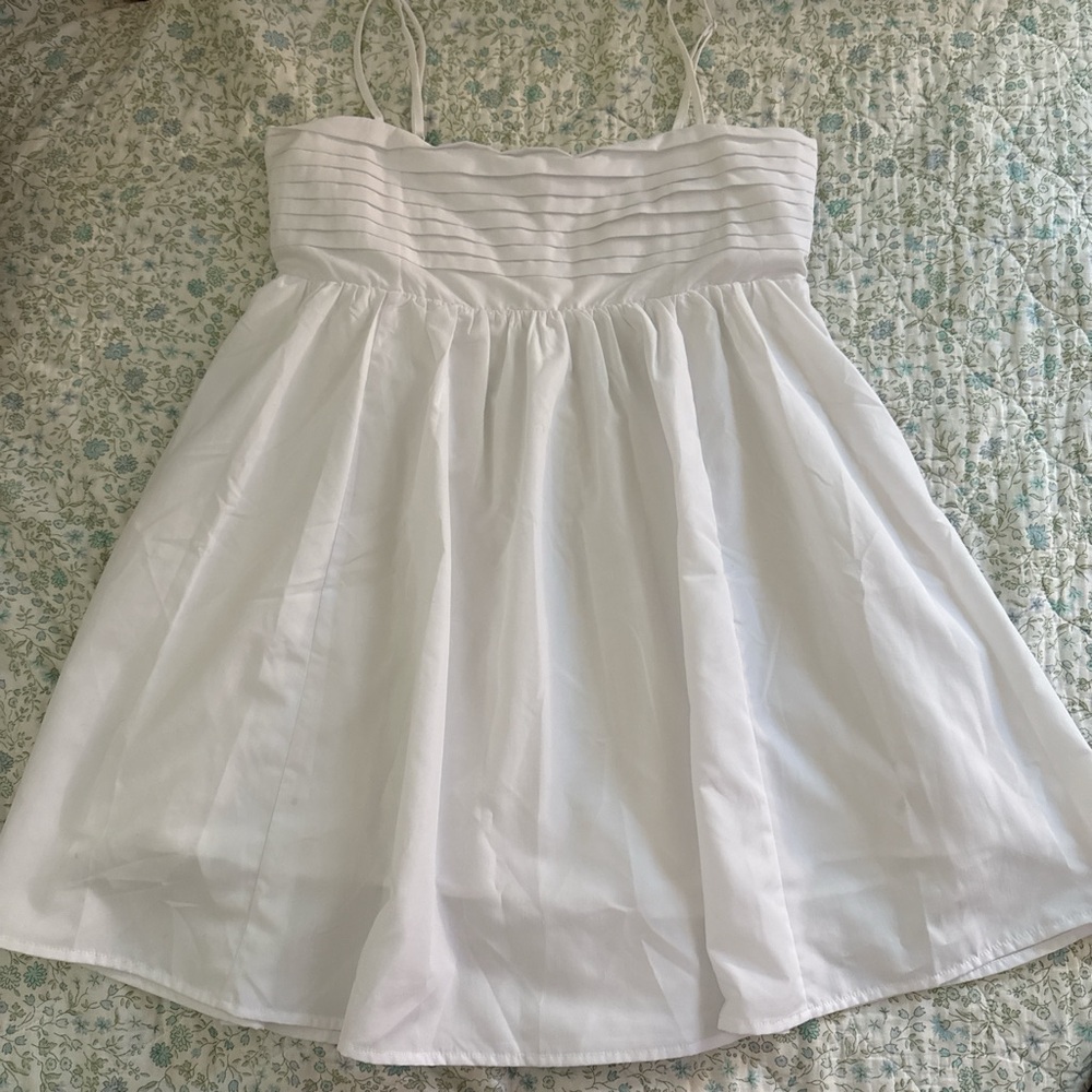 Francesca's Collections White Pleated Ruched Sundress